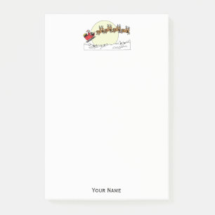 Santa Reindeer Over Snow Covered Town Lt Moon Post-it Notes