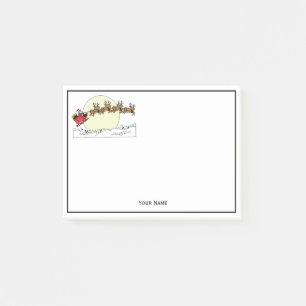 Santa Reindeer Over Snow Covered Town Lt Moon Post-it Notes
