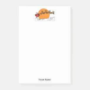 Santa Reindeer Over Snow Covered Town Moon Post-it Notes
