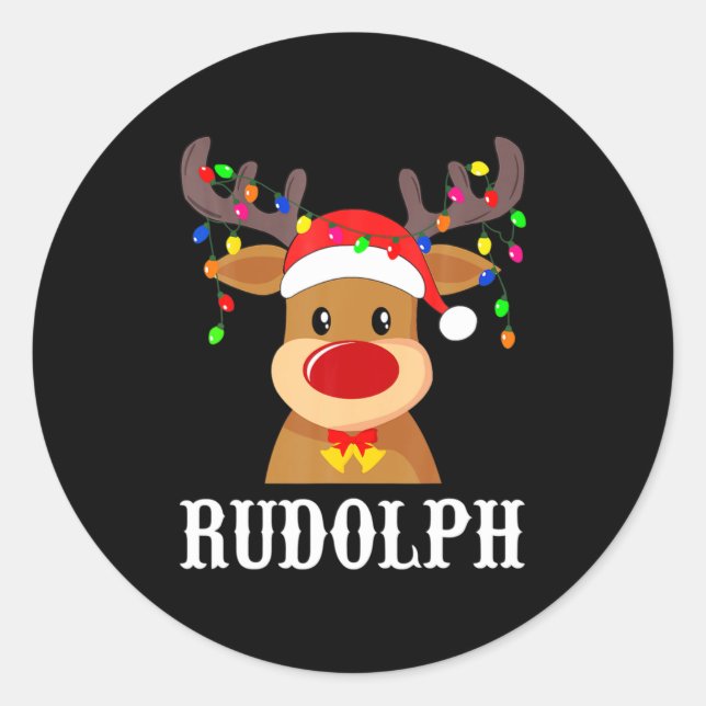 Santa Reindeer Rudolph Xmas Group Costume  Classic Round Sticker (Front)