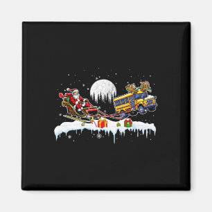 Santa Reindeer School Bus Christmas Driver Team Lo Magnet