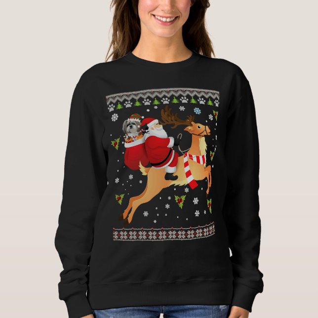 Santa Reindeer Shih Tzu Dog Presents Sweatshirt (Front)