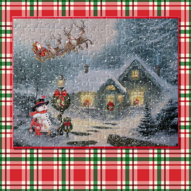 Santa Reindeer Sleigh Christmas Eve Snowing Jigsaw Puzzle (Creator Uploaded)