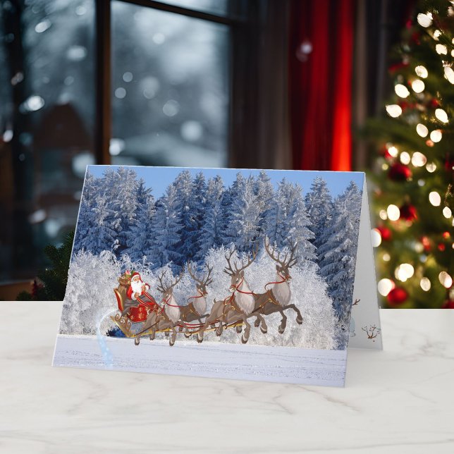 Santa Reindeer Snow Pine Trees Add Names Holiday  (Creator Uploaded)