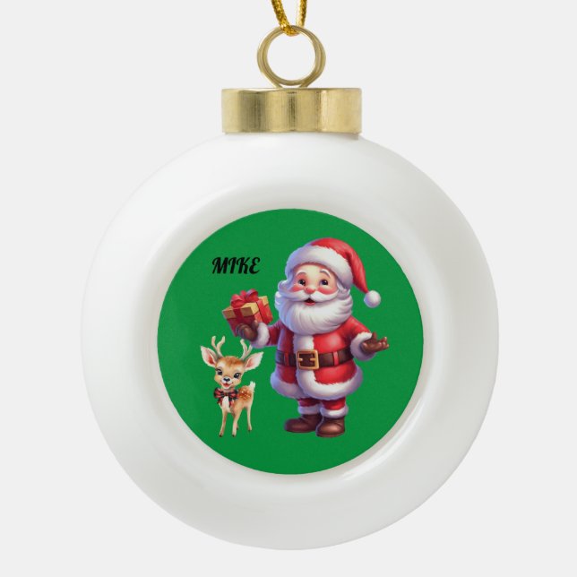 SANTA & REINDEER SNOWFLAKE ORNAMENT (Front)