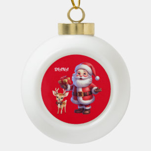 SANTA & REINDEER SNOWFLAKE ORNAMENT