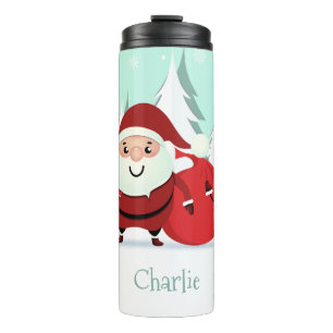Santa, Reindeer & Snowman custom name tumbler
