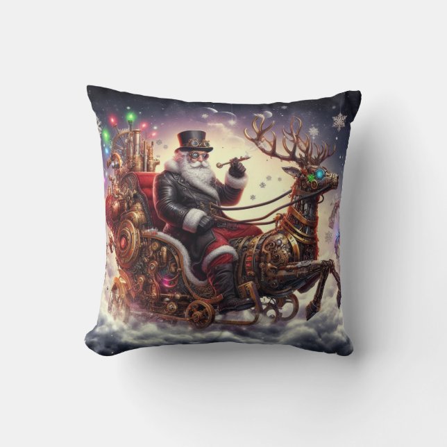 Santa/Reindeer steampunk Christmas/winter Cushion (Front)