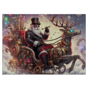 Santa/Reindeer steampunk Christmas/winter Cutting Board