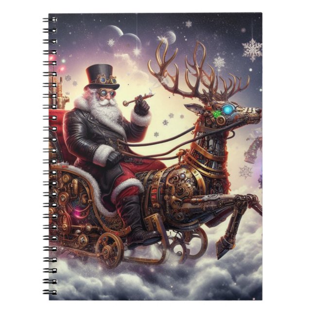 Santa/Reindeer steampunk Christmas/winter Notebook (Front)