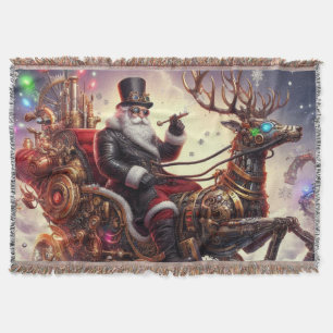 Santa/Reindeer steampunk Christmas/winter Throw Blanket
