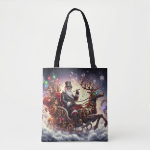 Santa/Reindeer steampunk Christmas/winter Tote Bag