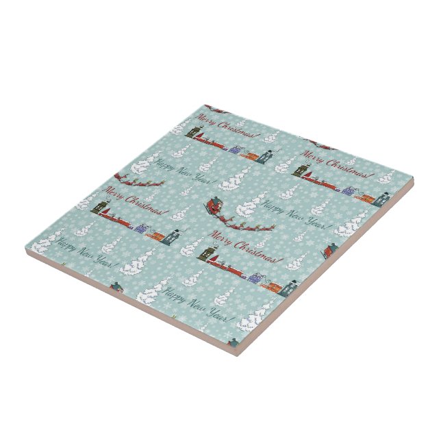 santa reindeer team ceramic tile (Side)