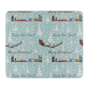 santa reindeer team cutting board