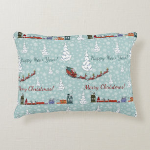 santa reindeer team decorative cushion