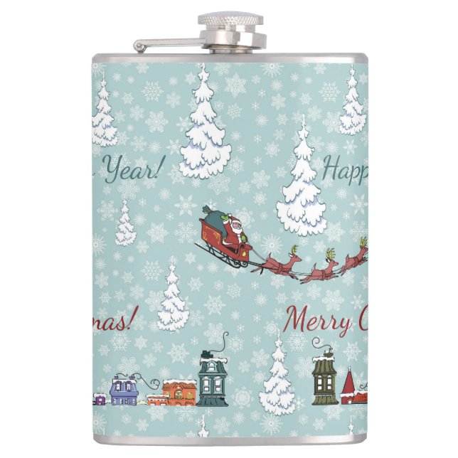 santa reindeer team hip flask (Front)
