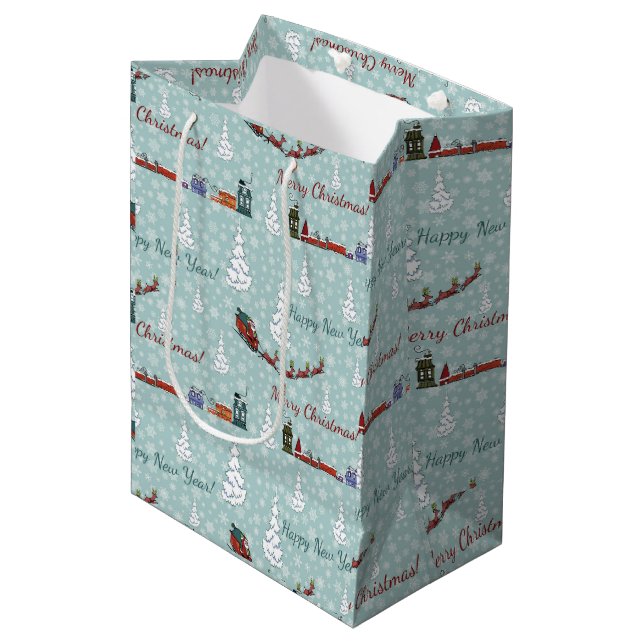 santa reindeer team medium gift bag (Front Angled)