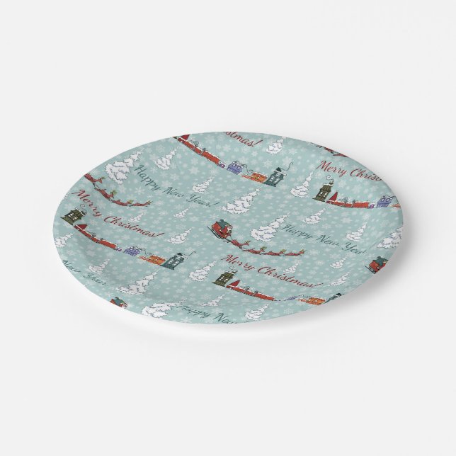 santa reindeer team paper plate (Angled)