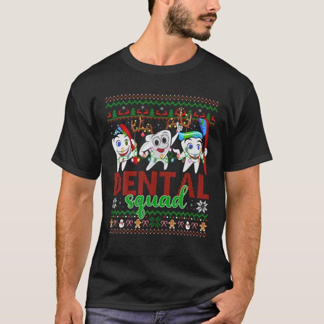 Santa Reindeer Ugly Sweater Teeth Dental Squad Chr (Front)