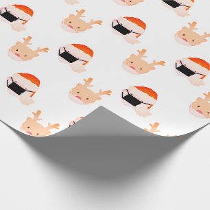 Santa Reindeer with Mask White Wrapping Paper