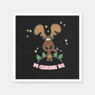 Santa Reindeer Xmas Christmas Day Gift Christmoose Napkin