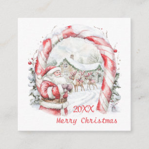 Santa Reindeers Candy Cane Christmas  Enclosure Card