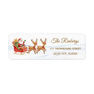 Santa Reindeers Christmas address Return Address Label