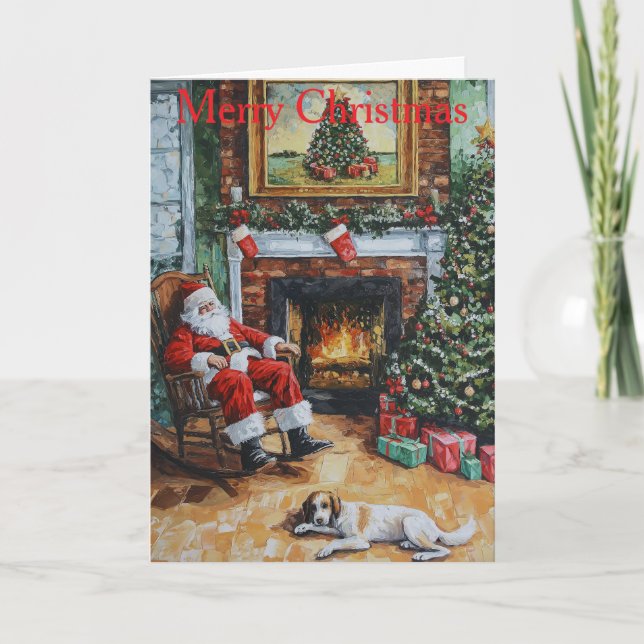 Santa relaxing at Christmas Holiday Card (Front)