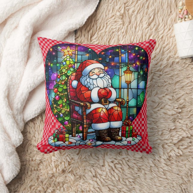 Santa relaxing by the Christmas tree at night Cushion (Blanket)