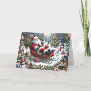 Santa Relaxing in Sleigh Holiday Card