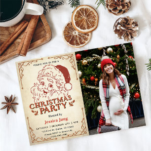 Santa Retro Christmas Party Photo Invitation