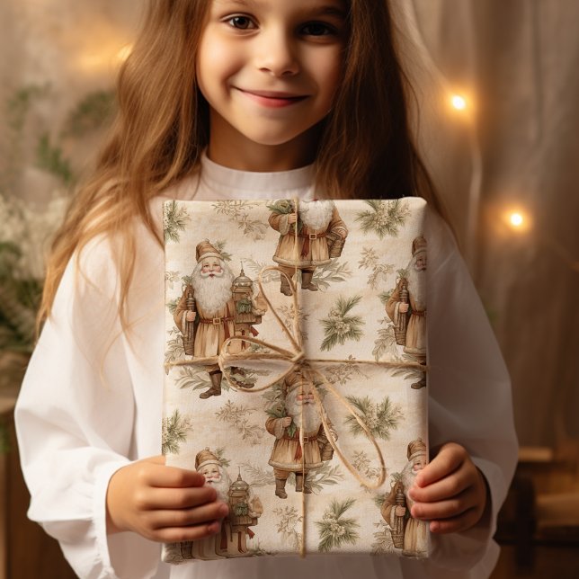  Santa Retro Gold Vintage Wrapping Paper (Creator Uploaded)