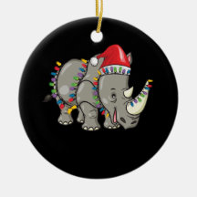Santa Rhino Christmas Lights Rhino Lover Christmas
