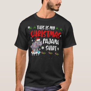 Santa Rhino This Is My Christmas Pajama  Xmas Ligh T-Shirt