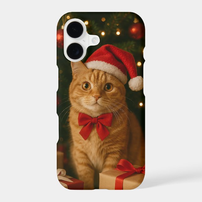 Santa Ribbon Cat iPhone 14 Case (Back)