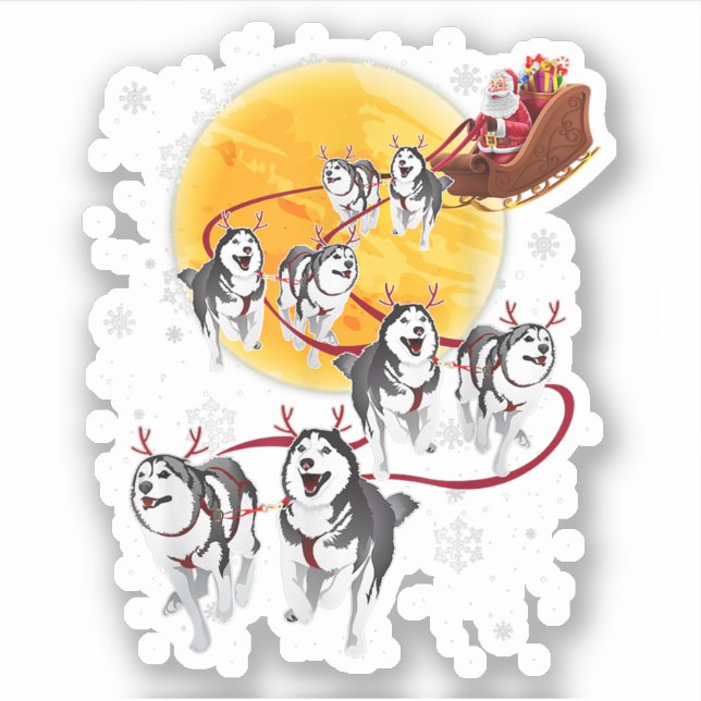 Santa Ride Sleigh Siberian Husky Christmas Dog Lov (Front)