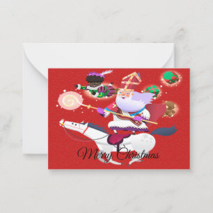 Santa Ride White Horse Christmas Cards