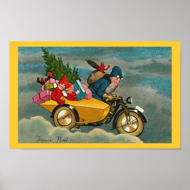Santa Rides a Motorcycle - Poster (Front)