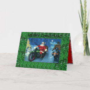 Santa Riding a Christmas Card