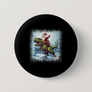 Santa Riding A Dinosaur T-rex Funny Christmas 6 Cm Round Badge