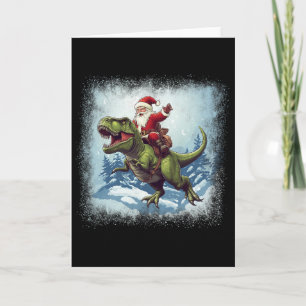 Santa Riding A Dinosaur T-rex Funny Christmas  Card