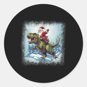 Santa Riding A Dinosaur T-rex Funny Christmas  Classic Round Sticker