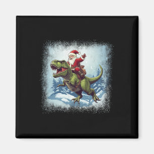 Santa Riding A Dinosaur T-rex Funny Christmas Magnet