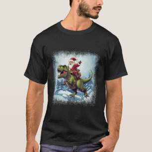 Santa Riding A Dinosaur T-rex Funny Christmas  T-Shirt