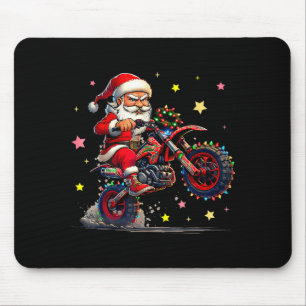 Santa Riding A Dirt Bike Christmas Lights Motocros Mouse Pad