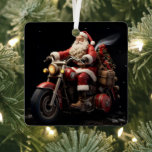 Santa riding a Harley Christmas ornament<br><div class="desc">Santa riding a Harley Christmas ornament</div>