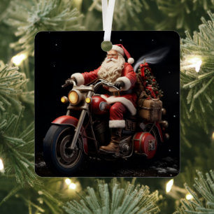 Santa riding a Harley Christmas ornament