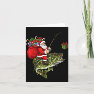 Santa Riding B Fish Christmas Fishing Funny Xmas P Card