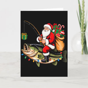 Santa Riding B Fish Christmas Fishing Funny Xmas P Card