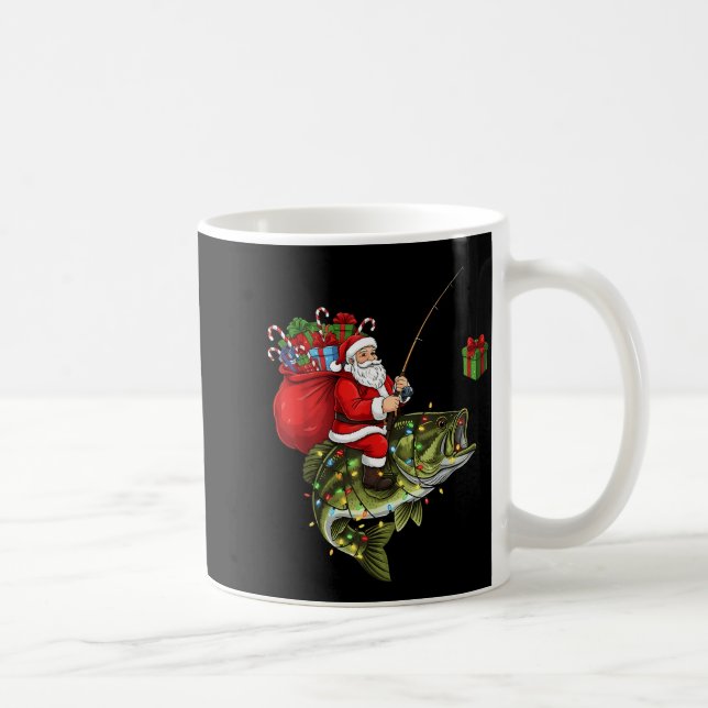 Santa Riding B Fish Christmas Fishing Funny Xmas P Coffee Mug (Right)